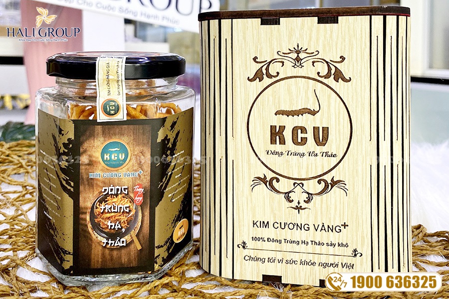 Cung cấp đông trùng hạ thảo khô Kim Cương Vàng sinh khối hộp 10g chính hãng